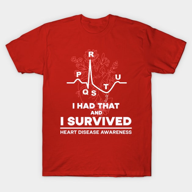 Heartbeat ECG Stroke Survivor Heart Disease Awareness T-Shirt by Publicfriends